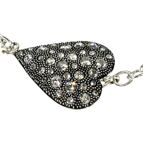 BRIGHTON GLISTEN HEART Clear Crystal Silver Bracelet Reversible JF8131 NWOT $72 - Picture 5 of 11